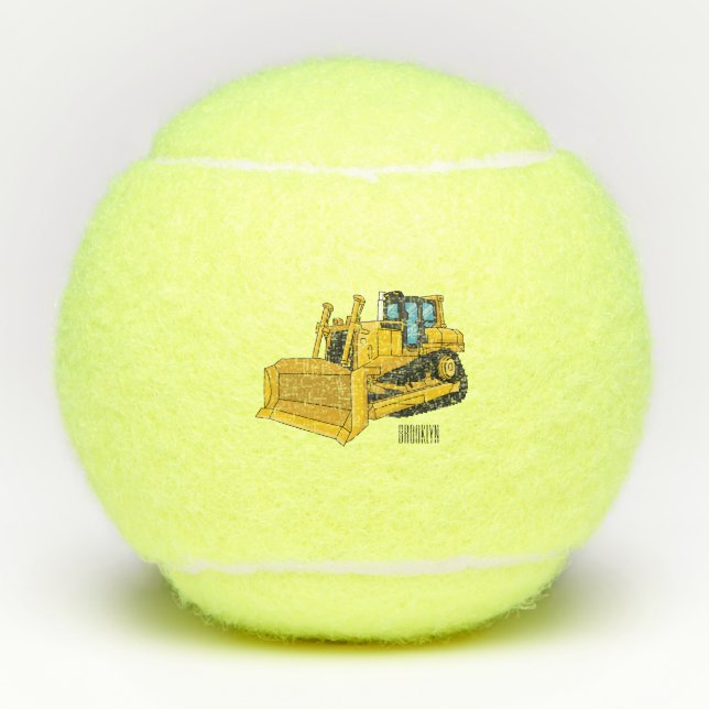 Bulldozer cartoon illustration tennis balls (Front)