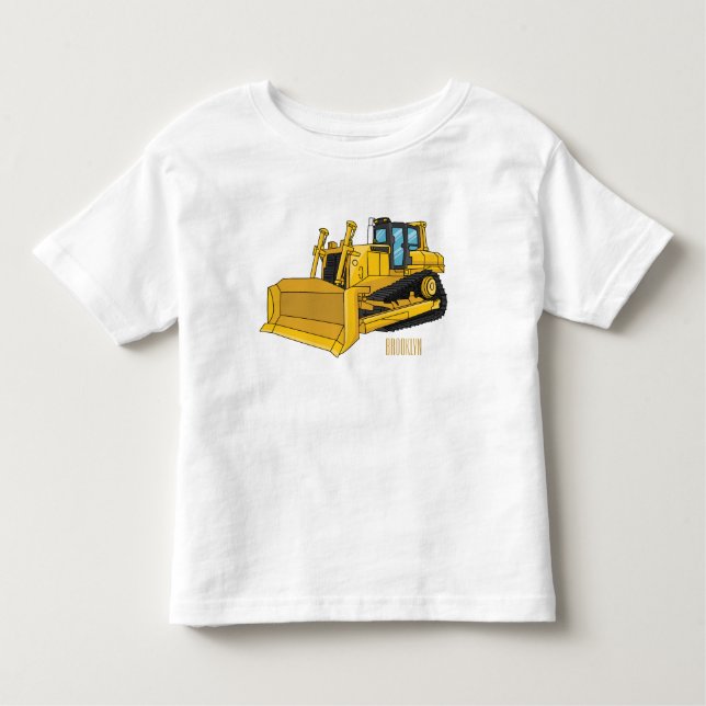 Bulldozer cartoon illustration toddler t-shirt (Front)