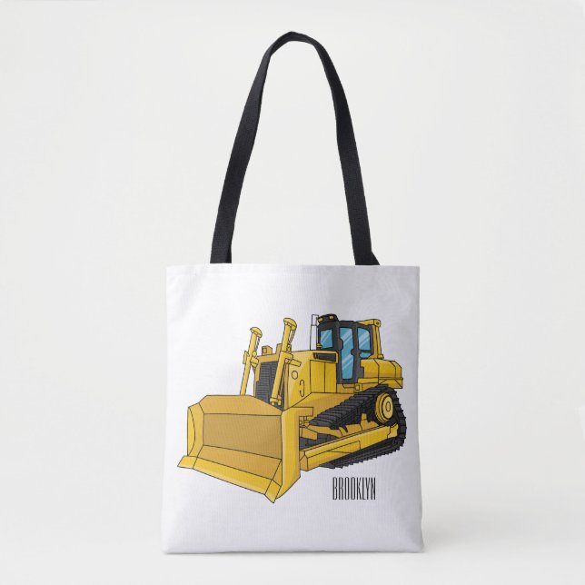 Bulldozer cartoon illustration tote bag (Front)