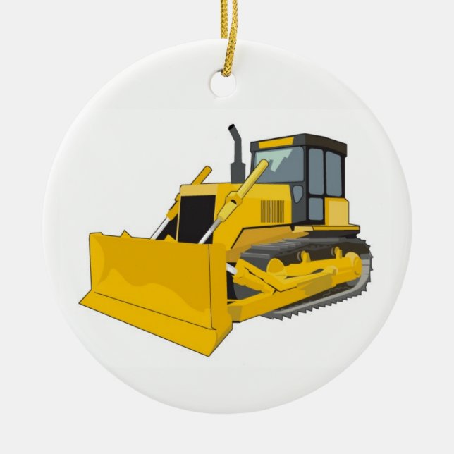 Bulldozer Ceramic Ornament (Front)