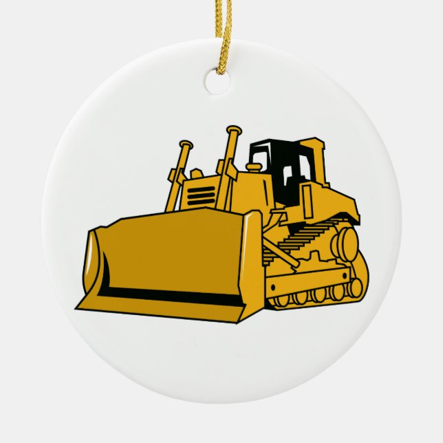 Bulldozer Ceramic Ornament (Front)