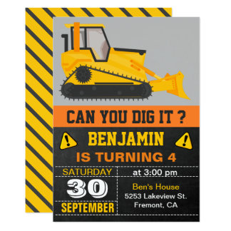 Bulldozer Birthday Invitations 3