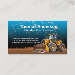 Bulldozer Construction Blue Prints Engineer Business Card