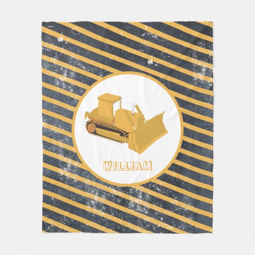 Bulldozer Construction Truck  Fleece Blanket