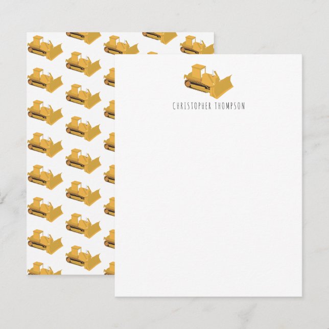 Bulldozer Construction Truck Kids Children's Note Card (Front/Back)