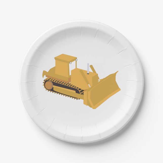 Bulldozer Construction Truck Paper Plates (Front)