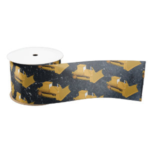 Bulldozer Construction Truck Satin Ribbon
