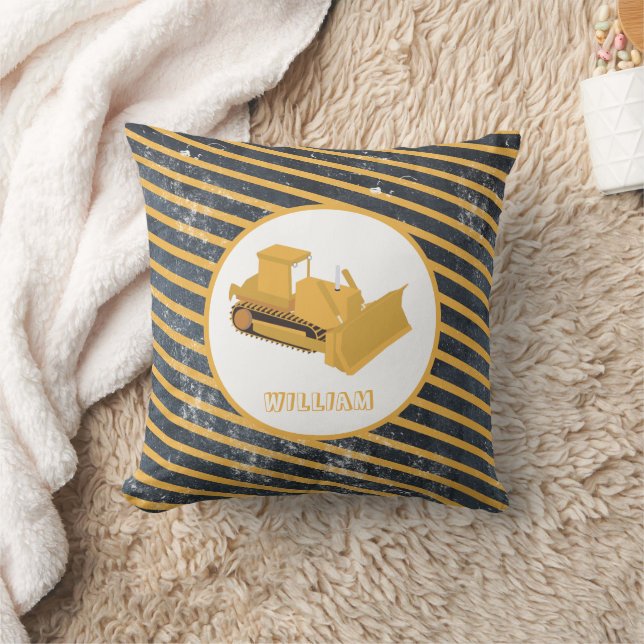 Bulldozer Construction Truck Throw Pillow (Blanket)