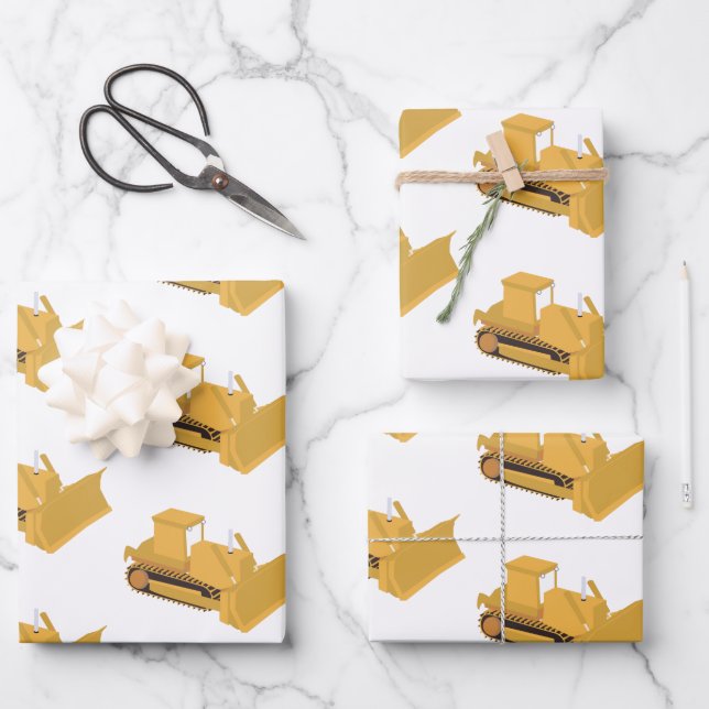 Bulldozer Construction Truck Wrapping Paper Sheets (Front)