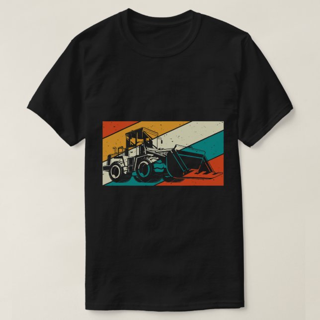 Bulldozer Construction Vehicle Construction Worker T-Shirt (Design Front)