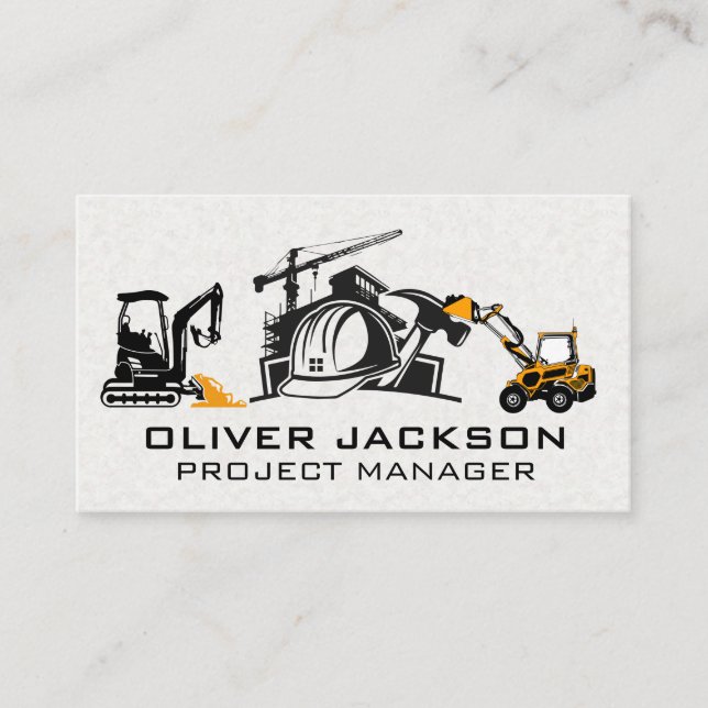 Bulldozer Construction Vehicles | Builder Site Business Card (Front)
