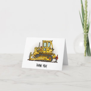 Bulldozer Dozer Letterpress Thank You Card