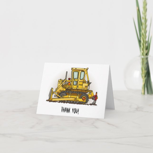 Bulldozer Dozer Letterpress Thank You Card (Front)