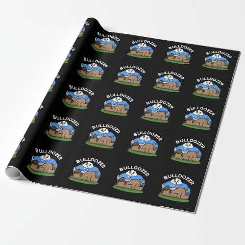 Bulldozer Funny Animal Bull Pun Dark BG Wrapping Paper