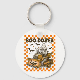 Bulldozer Halloween Boo Dozer Construction Truck B Keychain
