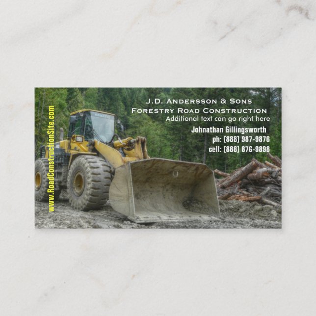 Bulldozer Heavy Road Construction Earth Moving Business Card (Front)