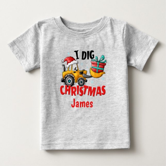 Bulldozer I Dig Christmas Personalized T-Shirt (Front)