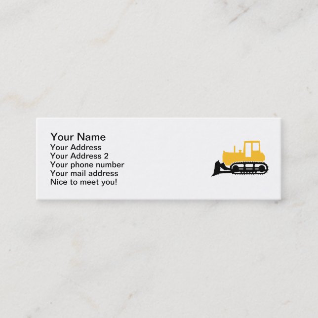 Bulldozer Mini Business Card (Front)