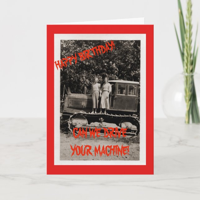 BULLDOZER OPERATING ENGINEER BIRTHDAY WOMEN SEXY CARD (Front)