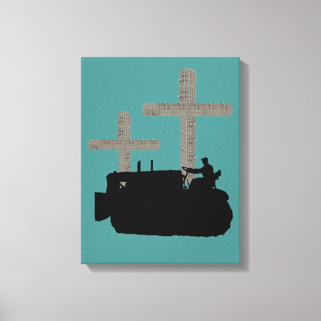 Bulldozer Operating Engineer Christian Cross Canvas Print (Front)