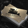 Bulldozer Plant Operator Gold Metal Construction Business Card