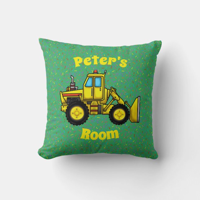 Bulldozer Square Throw Pillow (Front)