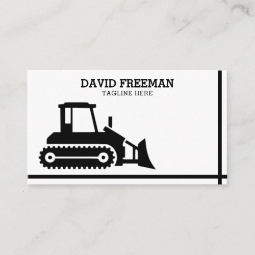 Bulldozer White   Black Construction Business Card
