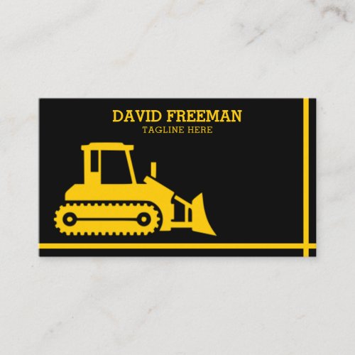 Bulldozer Yellow and Black Construction Business Card