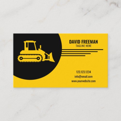 Bulldozer Yellow and Black Construction Machine Business Card