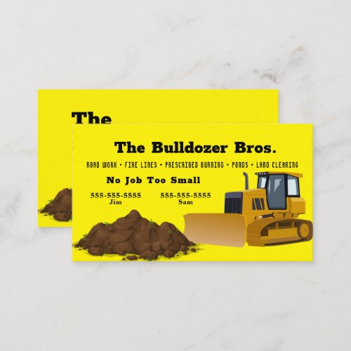 Bulldozer Yellow Business Card