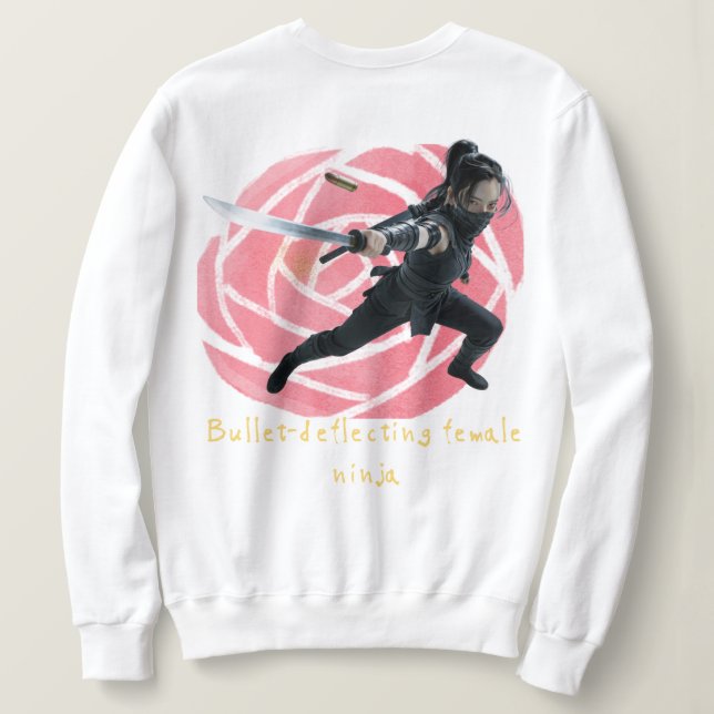 Bullet-deflecting female ninja sweatshirt (Design Back)