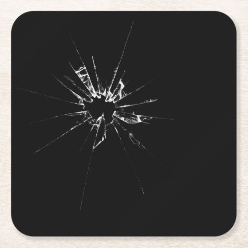 Bullet Hole in Glass Square Paper Coaster