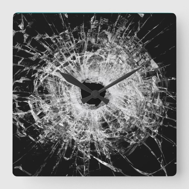 Bullet Hole Square Wall Clock (Front)