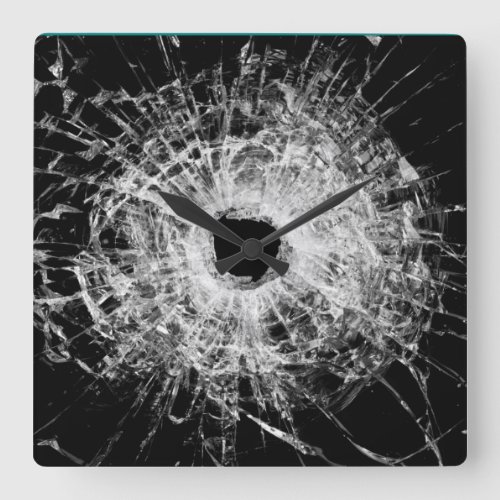 Bullet Hole Square Wall Clock