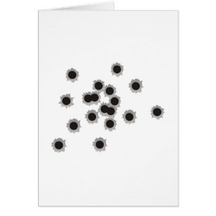 Bullet holes from a rifle or gun, possibly shotgun cards