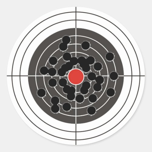 Bullet holes in target _ but not the bulls_eye classic round sticker