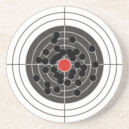 Bullet holes in target _ but not the bulls_eye drink coaster