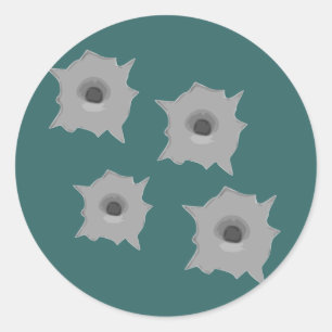 bullet holes on the wall classic round sticker