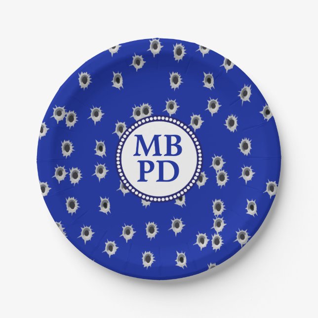 Bullet Holes Police Department Celebration Paper Plates (Front)