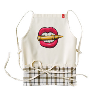 bullet in mouth. zazzle HEART apron