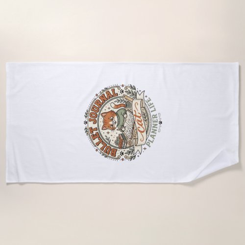 Bullet Journal Cat Bullet Journal Cat Vintage Vect Beach Towel