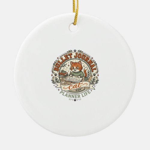 Bullet Journal Cat Bullet Journal Cat Vintage Vect Ceramic Ornament