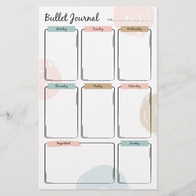 Bullet Journal for Weekly planning (Front)