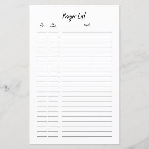 Bullet Journal Prayer Request List Planner Insert