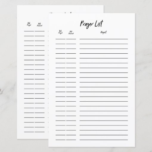 Bullet Journal Prayer Request List Planner Insert | Zazzle
