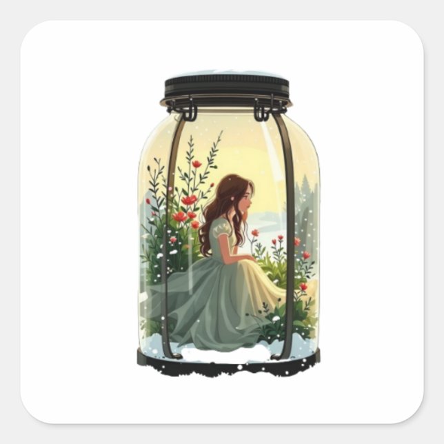 Bullet Journaling Series2 - Terrarium Girl 2 Square Sticker (Front)
