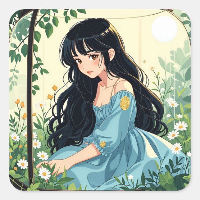 Bullet Journaling Series3 - Terrarium Girl 3 Square Sticker (Front)