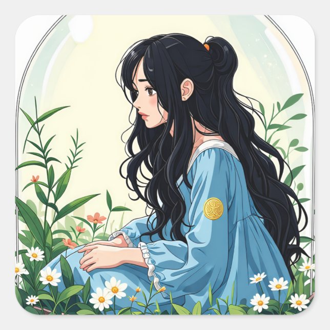 Bullet Journaling Series4 - Terrarium Girl 4 Square Sticker (Front)