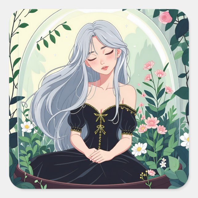 Bullet Journaling Series8 - Terrarium Girl 8 Square Sticker (Front)