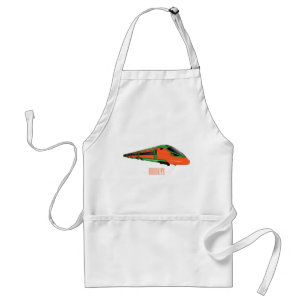 Bullet train cartoon illustration adult apron